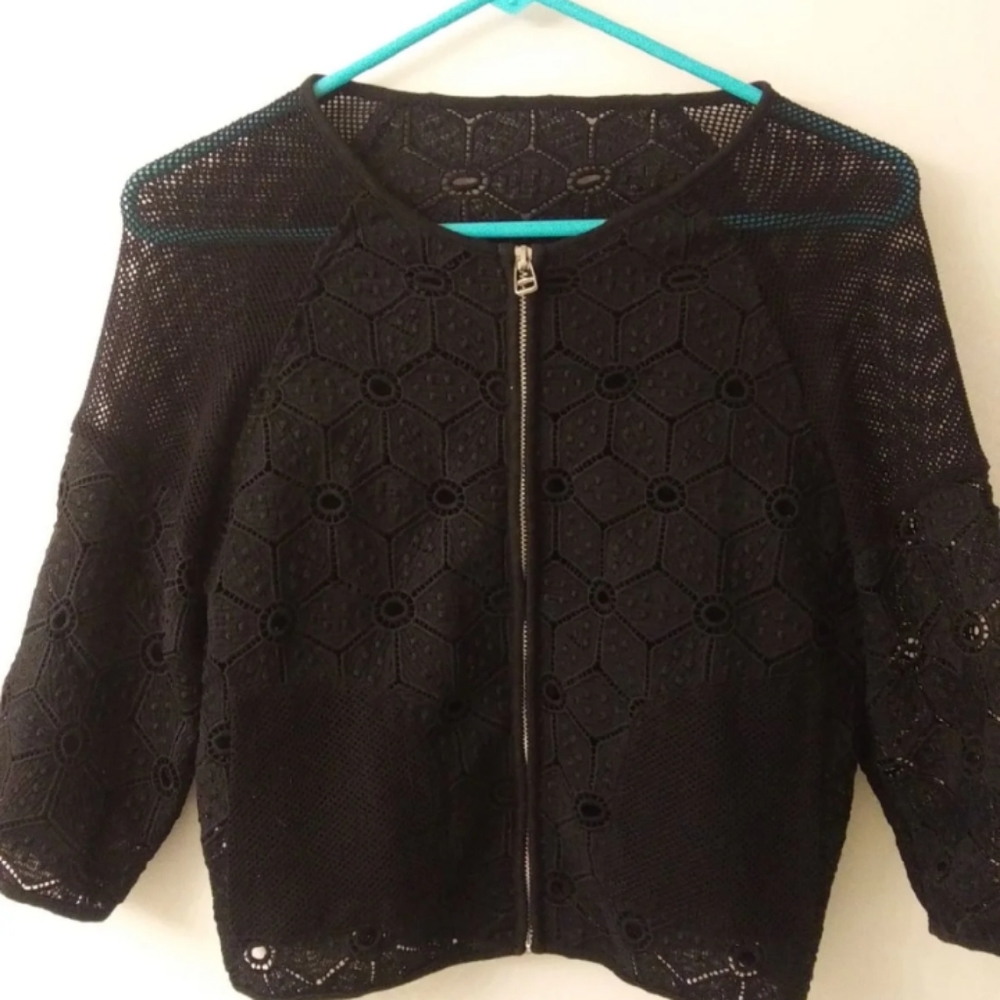 Black Mesh Dress up/Dress Down Jacket